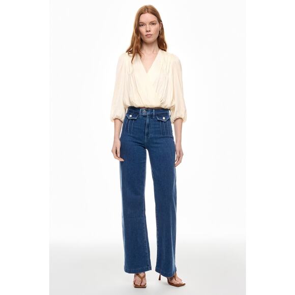 Le Jean Stardust High Rise Wide Leg Blue Denim Retro Trouser Jeans Size 28 - Picture 1 of 16